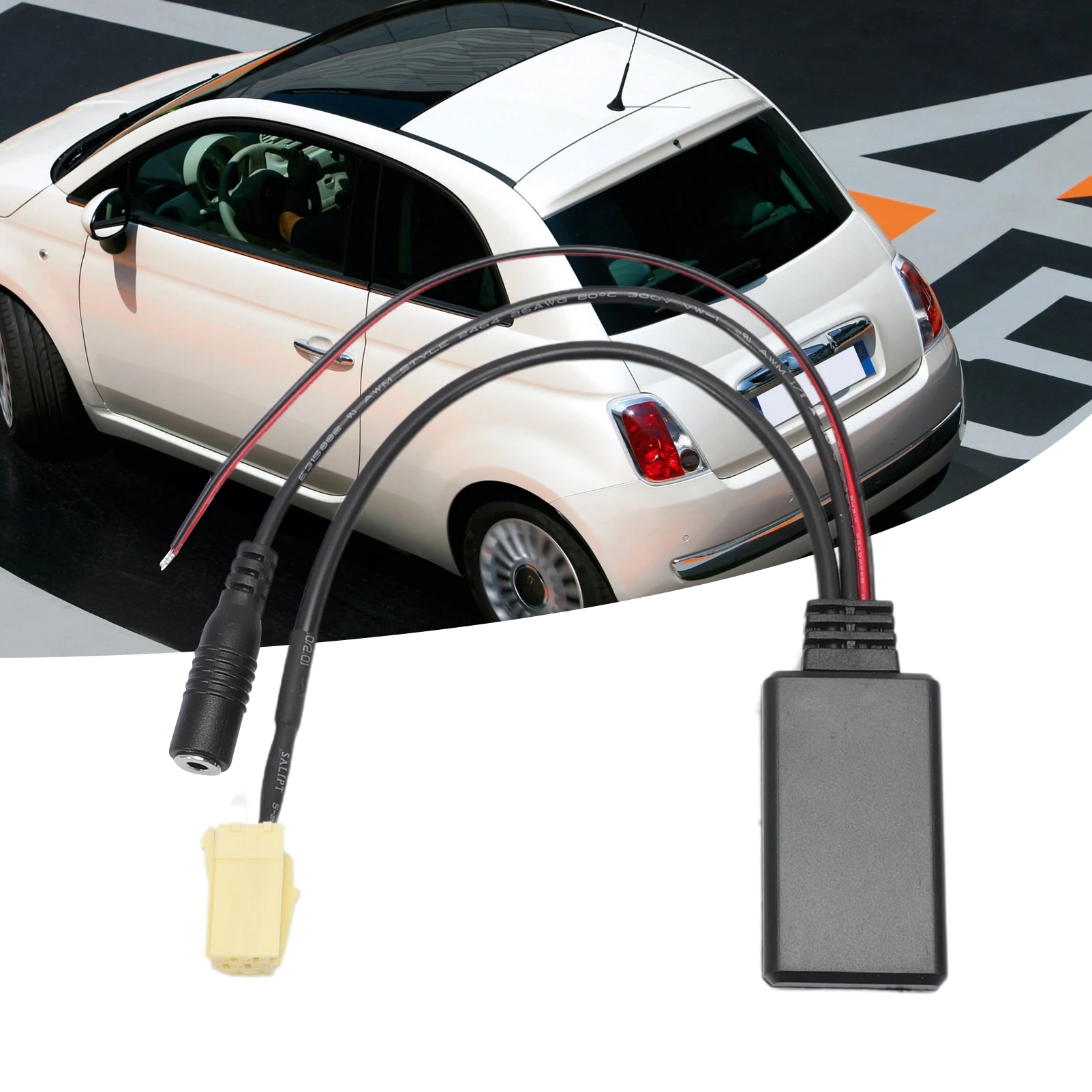 Kabel AUX Bluetooth, adapter do samochodu Bluetooth 5.0 z adapterem mikrofonu Zestaw głośnomówiący AUX Bluetooth do Fiat 500/Grande Punto — zdjęcie 4