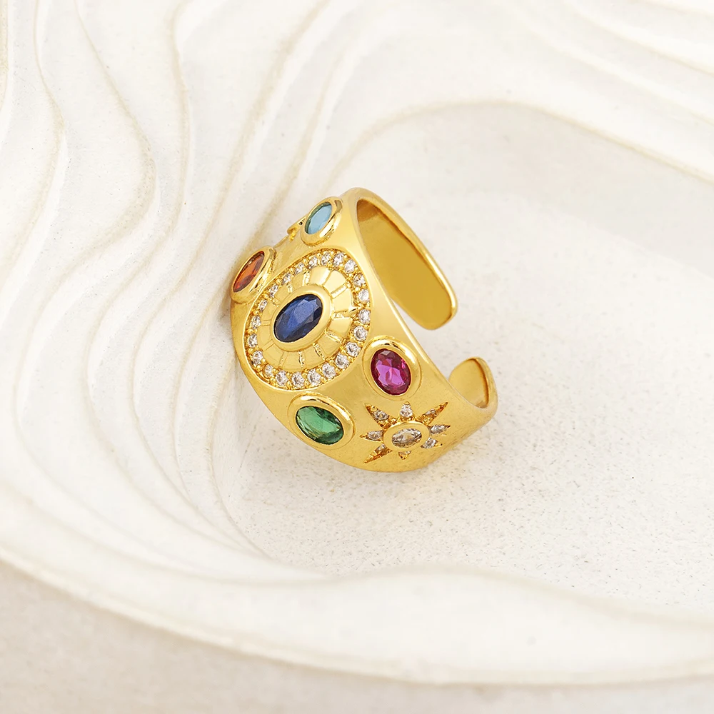 خواتم زركون مرصعة بالنيدين-النحاس للنساء ، قابلة للتعديل ، ملونة ، حساسة ، مفتوحة ، 3 أنماط ، أزياء نسائية ، إكسسوارات مجوهرات