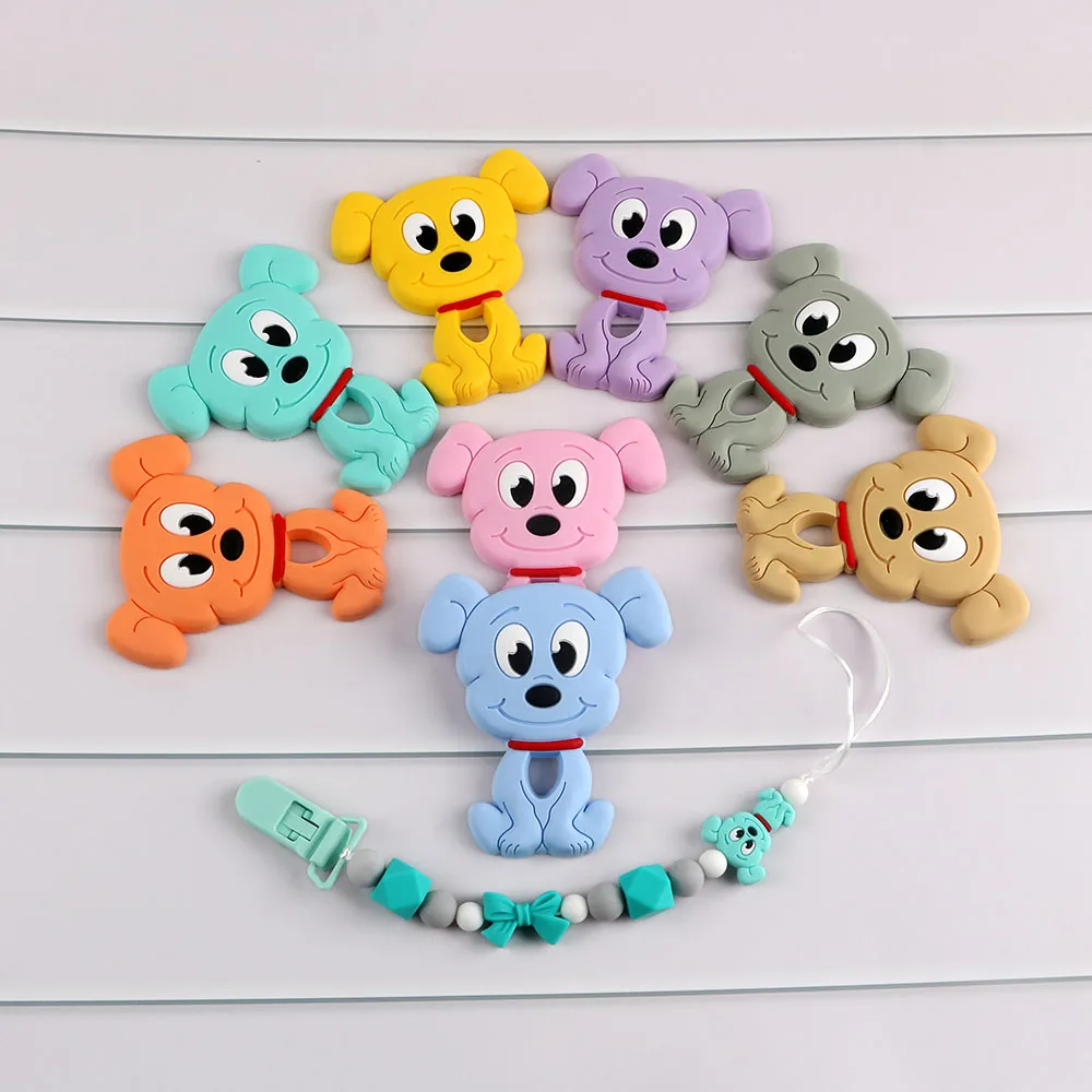 1pcs Hot Selling Silicone Pendants Cartoon Animals Dental Adhesive For Jewelry Making DIY Pacifier Chain Accessories