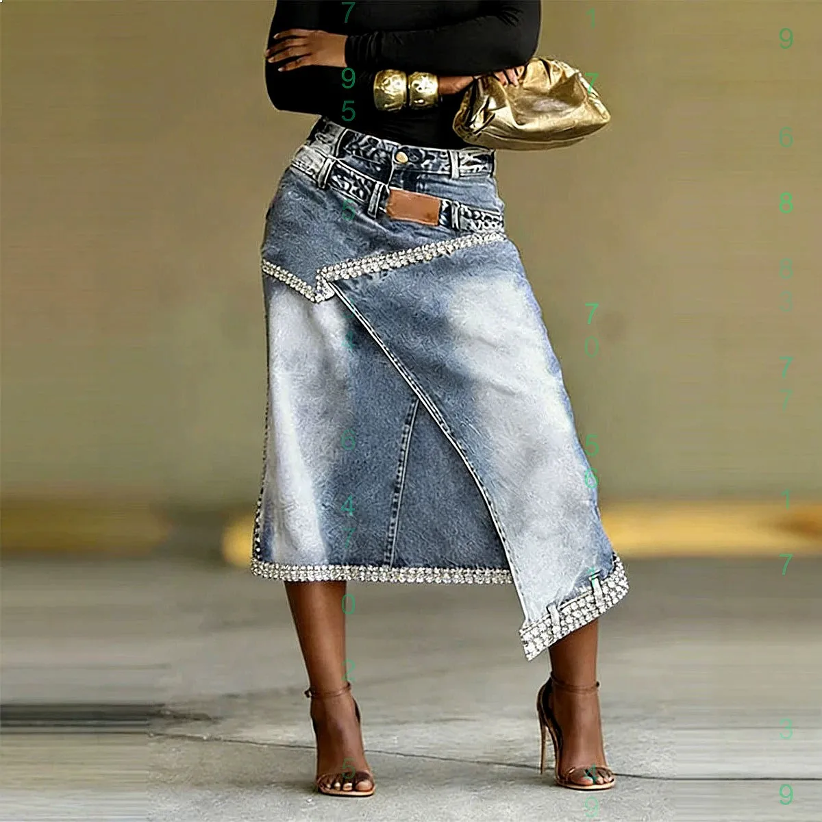Women High Waist Denim Skirts Fashion Deconstructed Layered Patchwork Jeans Skirt Spring Summer