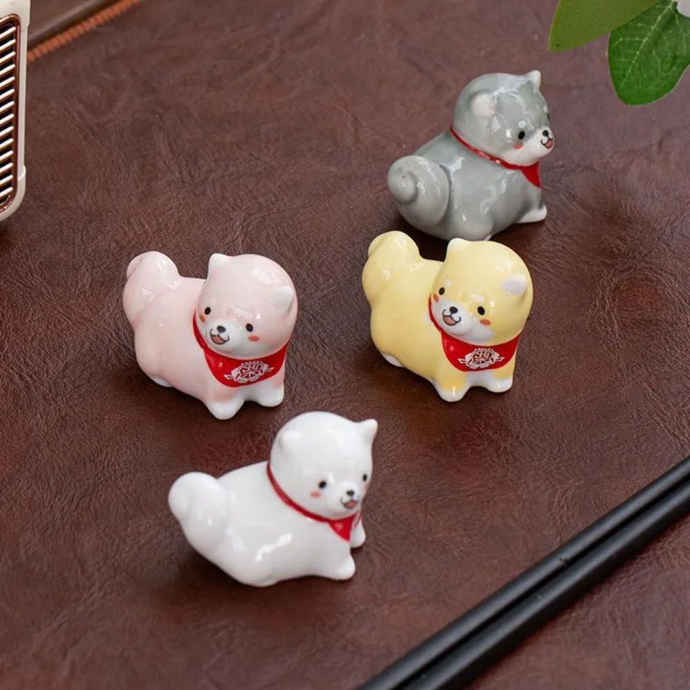 

Easy To Clean Ceramic Chopstick Rest Dog Shape Cartoon Spoon Rack Holder Cute Chopstick Rack Decor