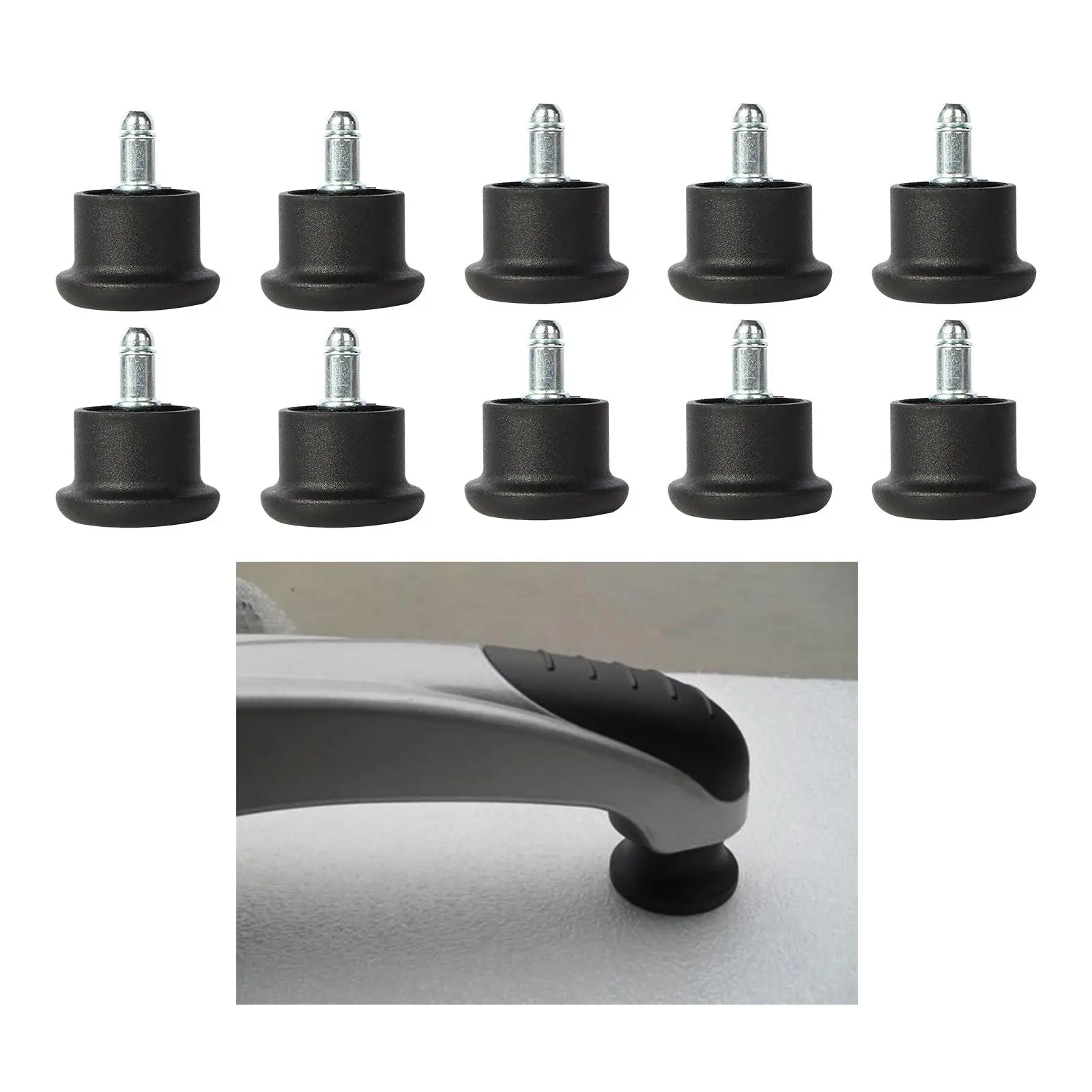 10x Bell Glides Fixed Stationary Caster for Office Chair for Chair Accessory