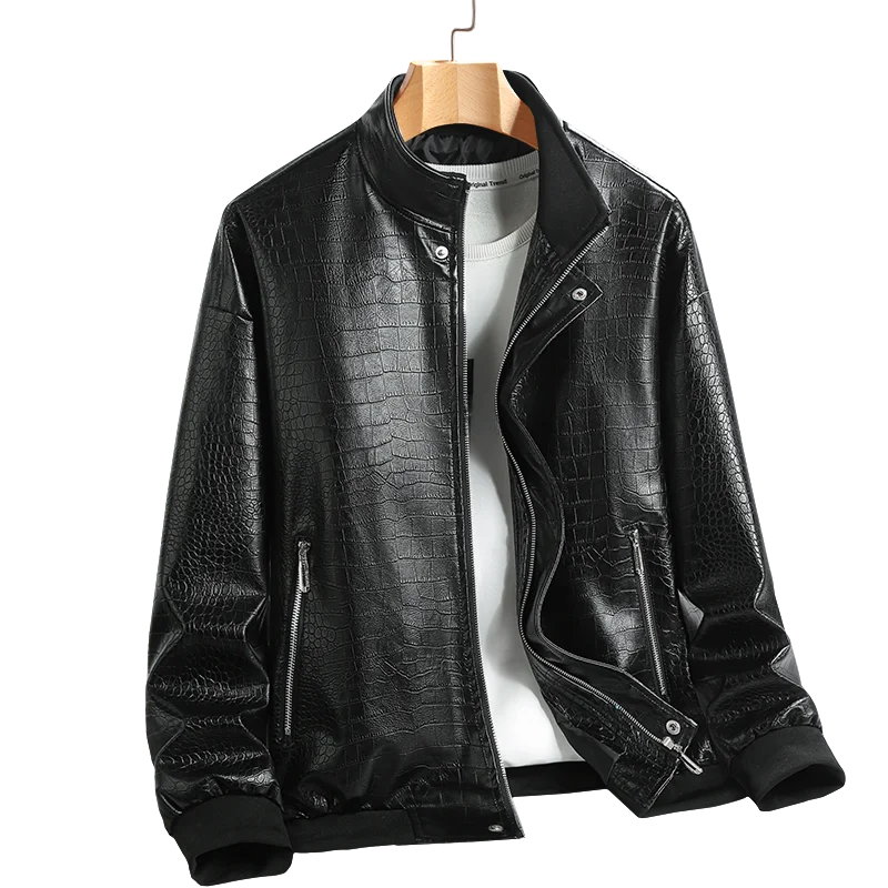 

Cool Men's Biker Leather Jaet Pilot Sle American Retro Spring Autumn High-End Feeling Haome Pilot Leather Coat