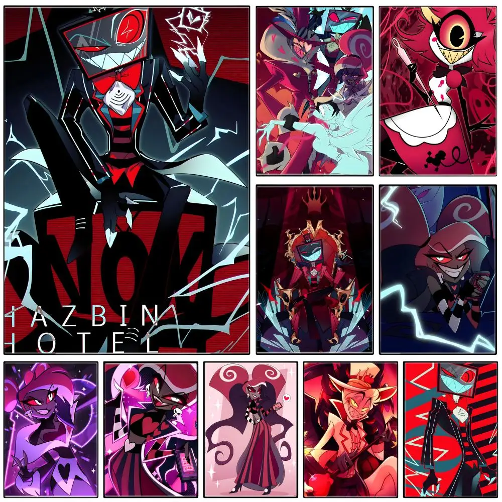 Demon Animation H-Hazbin Hotel Poster  Self-adhesive Art Waterproof Paper Sticker Coffee House Bar Room Wall Decor
