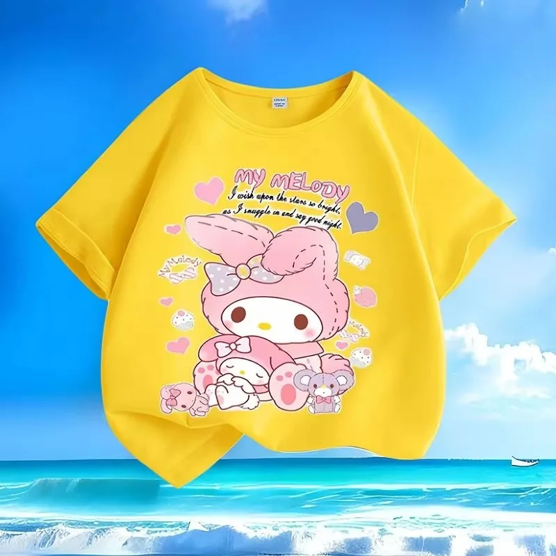 

Soft Cute Melody Cartoon Printed Children's T-shirt Loose Casual Round Neck Parent Child Short Sleeve Summer New Style 2026