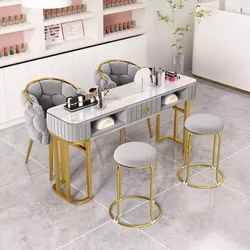 Mesa de manicura profesional para salón de belleza, mesa de diseño de uñas, muebles de salón, mesas estéticas, lámpara