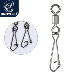 DNDYUJU 10-100PCS Fishing Bearing Rolling Swivel Stainless Steel Snap Fishing Lure Connector Fishhook Pin Fishing Accessories
