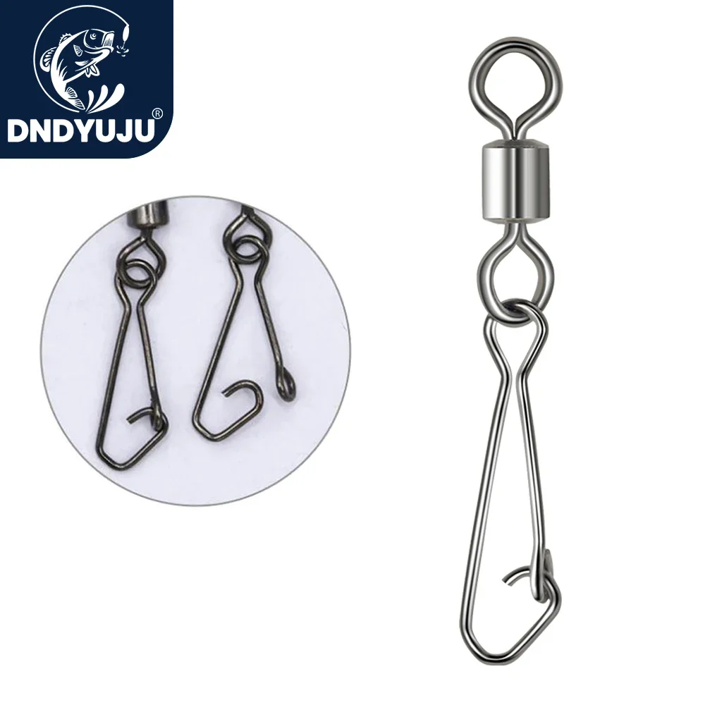 DNDYUJU 10-100PCS Fishing Bearing Rolling Swivel Stainless Steel Snap Fishing Lure Connector Fishhook Pin Fishing Accessories