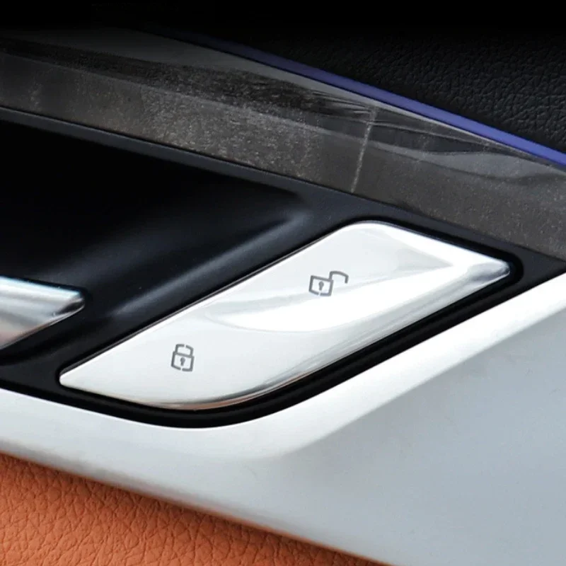 Abs prata interruptor de desbloqueio da porta do carro botões cobre guarnição adesivos acessórios do carro para bmw série 5 g30 g38 6gt 2018-2022