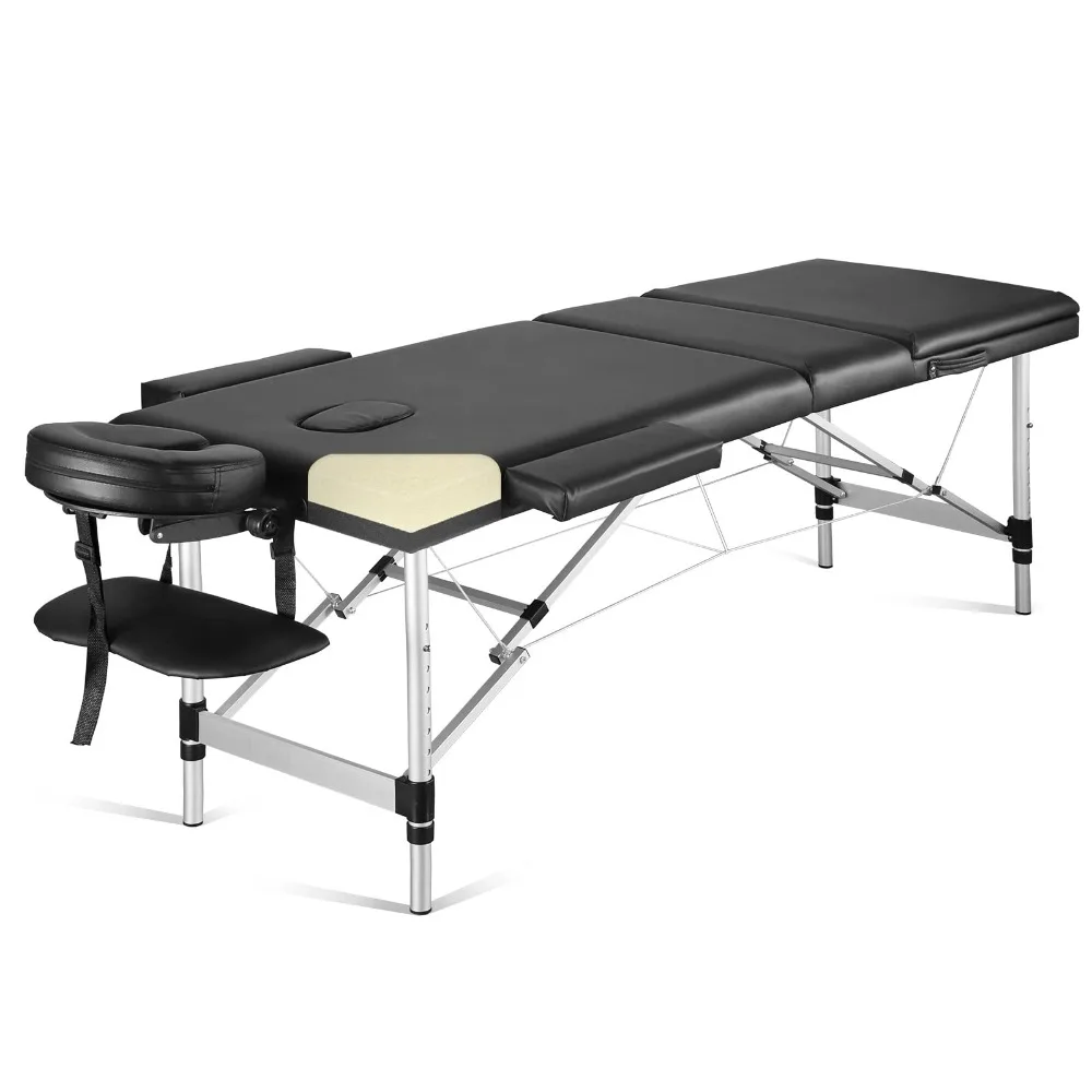 Table de massage portable, lit de massage, 82 amarans recommandés, réglable pour spa, salon, tatouage de cils avec pieds en aluminium