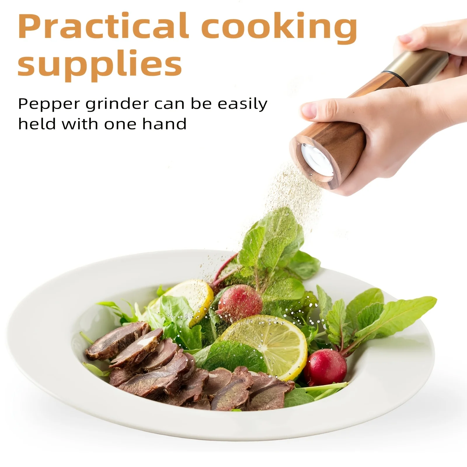 Wooden Pepper Grinder Manual Ceramic Core 304 Stainless Steel Multi Use Kitchen Tool for Salt Spices