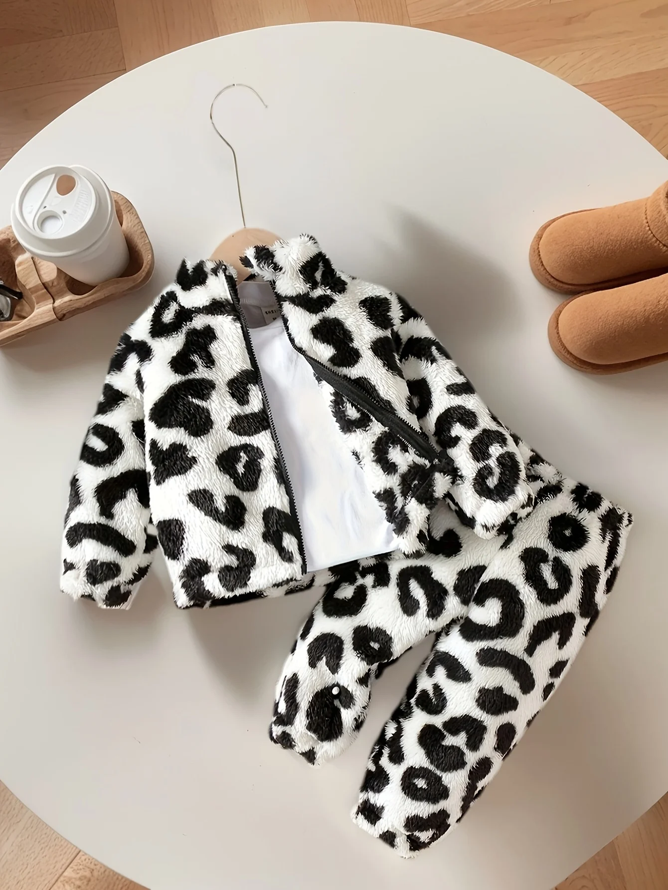 

Черно-белый плюшевый комплект из 2 предметов с леопардовым принтом для маленьких девочек — игровая/платье на открытом воздухе, идеальный подарок на День святого Валентина и день рождения
