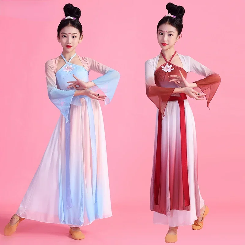 Trajes de danza folclórica china, trajes de danza clásica Yangko para niñas, vestido Hanfu antiguo nacional, abanico cuadrado, traje tradicional Yangge