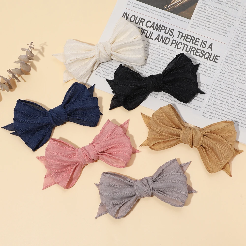 Baby Accessories For Newborn Toddler Kids Baby Girl Boy Hairclips Cotton Exquisite Solid Color Cute Bow Hairpin Hair Accessories