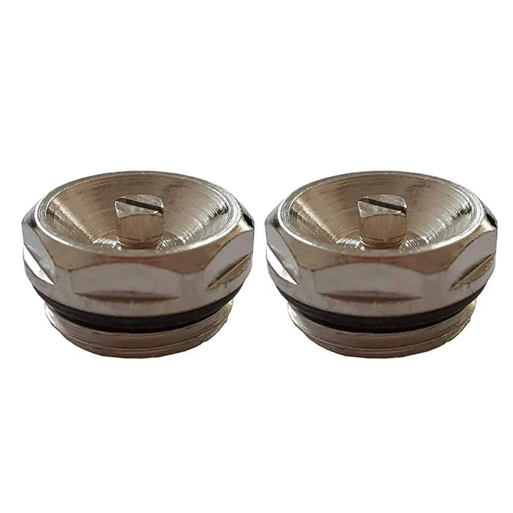 Nickel plated Brass Radiator Vent Plug 2PCS Manual Towel Radiator Vent Exhaust Stopcocks 12 for Efficient Venting