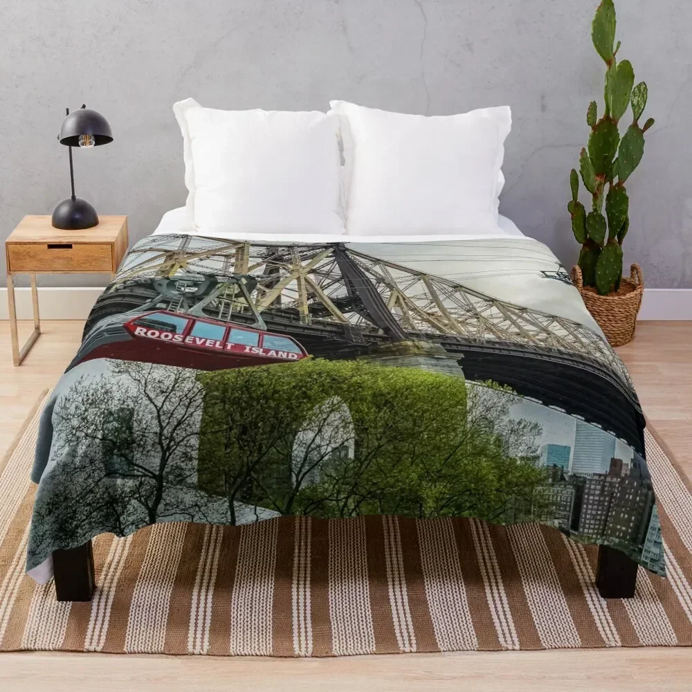 

Roosevelt Island Tram, Queesnboro Bridge Throw Blanket Stain Resistant Cozy Warm Blanket