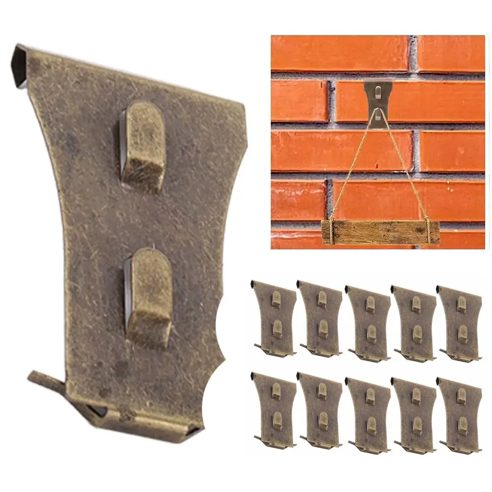 10 قطعة خطاف الطوب الأحمر العتيق شماعات الطوب مقاطع هوك قوية الثقيلة الصلب الصدأ برهان للتعليق إطارات الصور ديكور #1