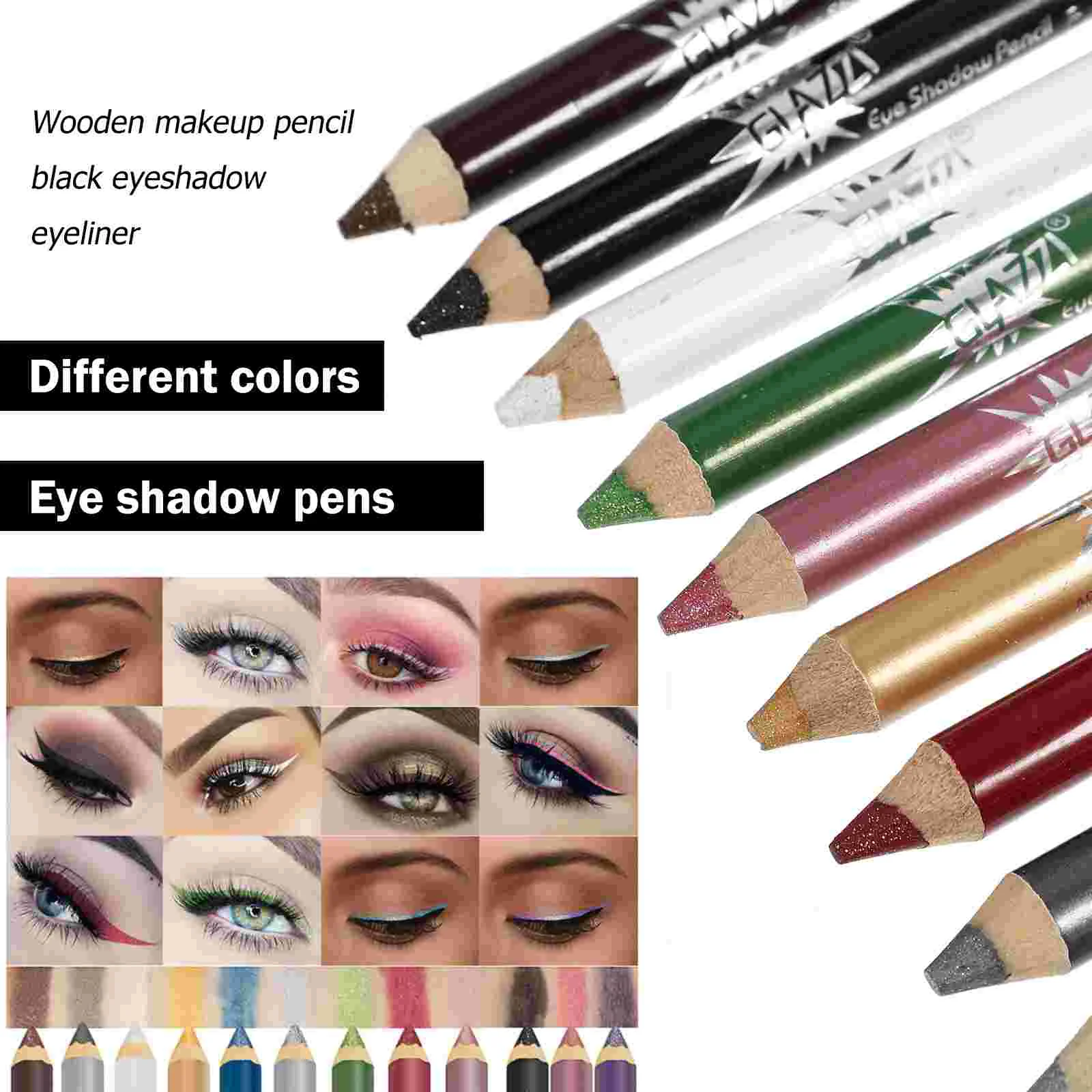 12 Pcs Eyeliner Pencil Pearlescent Eyeshadow Girl Makeup Pens Glitter Long-lasting Powder Shimmer Women Cosmetics Stick Useful