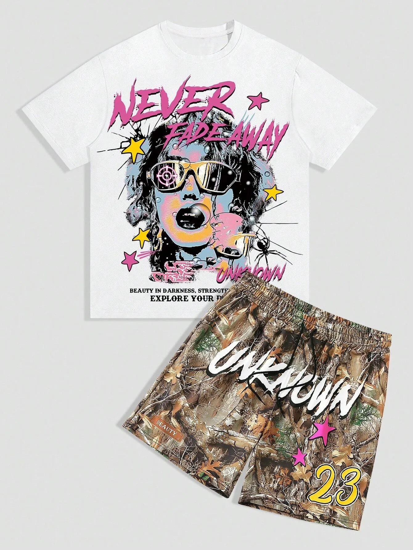 

2026 Summer New Men's Short-Sleeved Shorts Set with 3D Letter Pattern Printing - Street Casual Fashion Comfortable and Soft