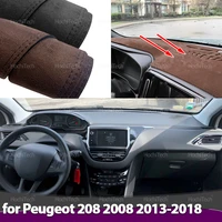Para Peugeot 208 2008 A9 A94 GT Line 2013-2018 estilo de coche gamuza cuero negro/marrón Dashmat tablero cubierta Pad Dash Mat alfombra