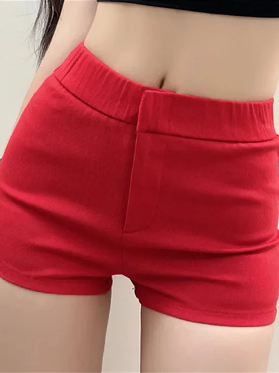 

Spicy Girl Tight High Waisted Shorts Women's Summer New Style High Elastic Zipper Wrapped Buttocks Slim Sexy Super Shorts 7EEE