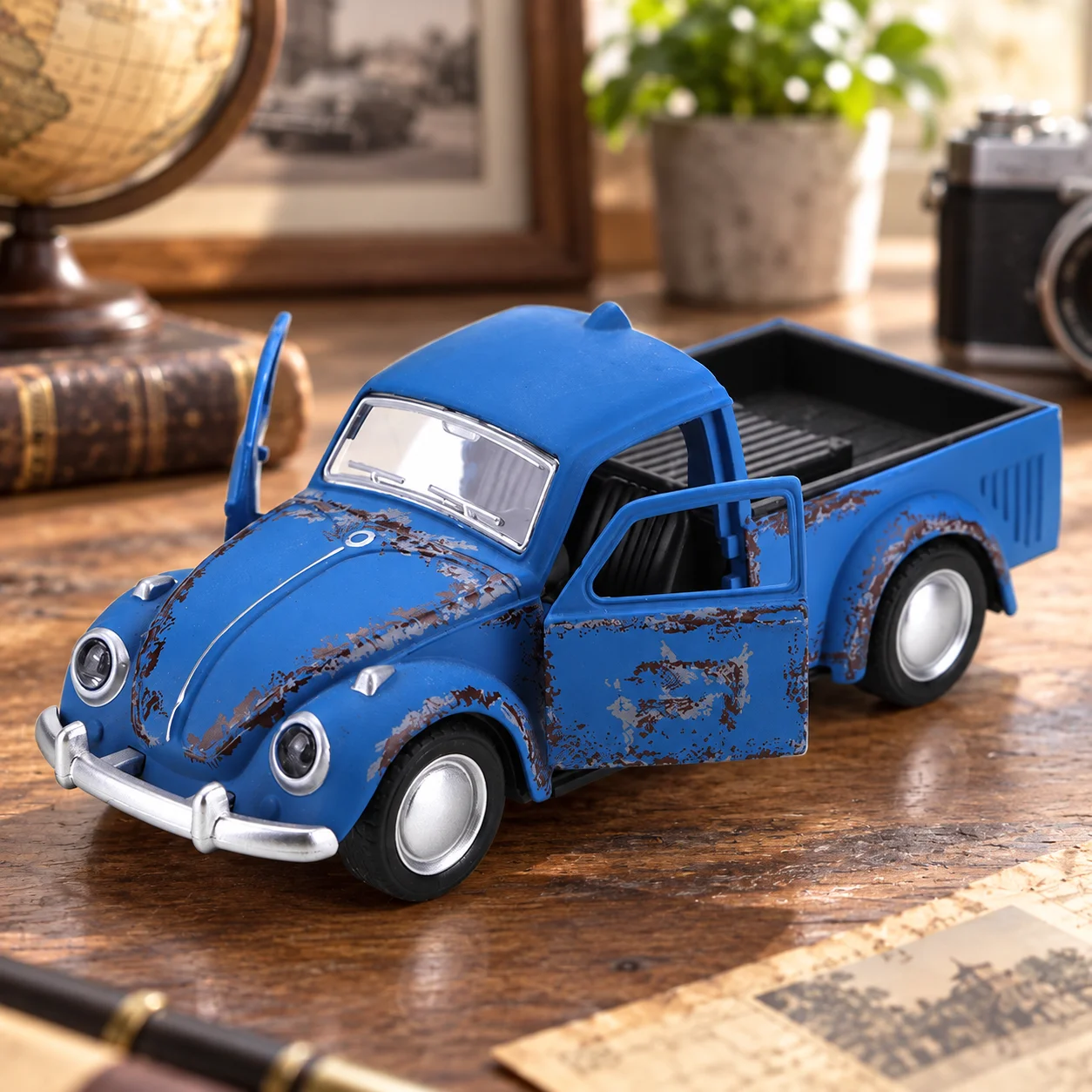 (Corrugated Box) 1/36 Scale, Weathered Vintage Retro Pickup Style Toy Car, Powerful Spring, Metal Casting, Boy's Toy, Best Gift