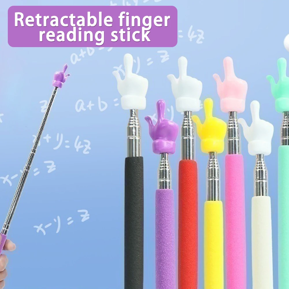 1PC Creative Color Cartoon Finger Stretchable Pointer Kindergarten School Kid Blackboard Baton Teacher Accessories for Classroom