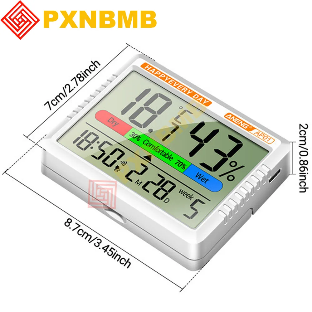 محطة الطقس داخلي في الهواء الطلق ميزان حرارة الهواء الرطوبة LCD متر الاستشعار درجة الحرارة والرطوبة مقياس متر مراقبة المنزل جديد #4