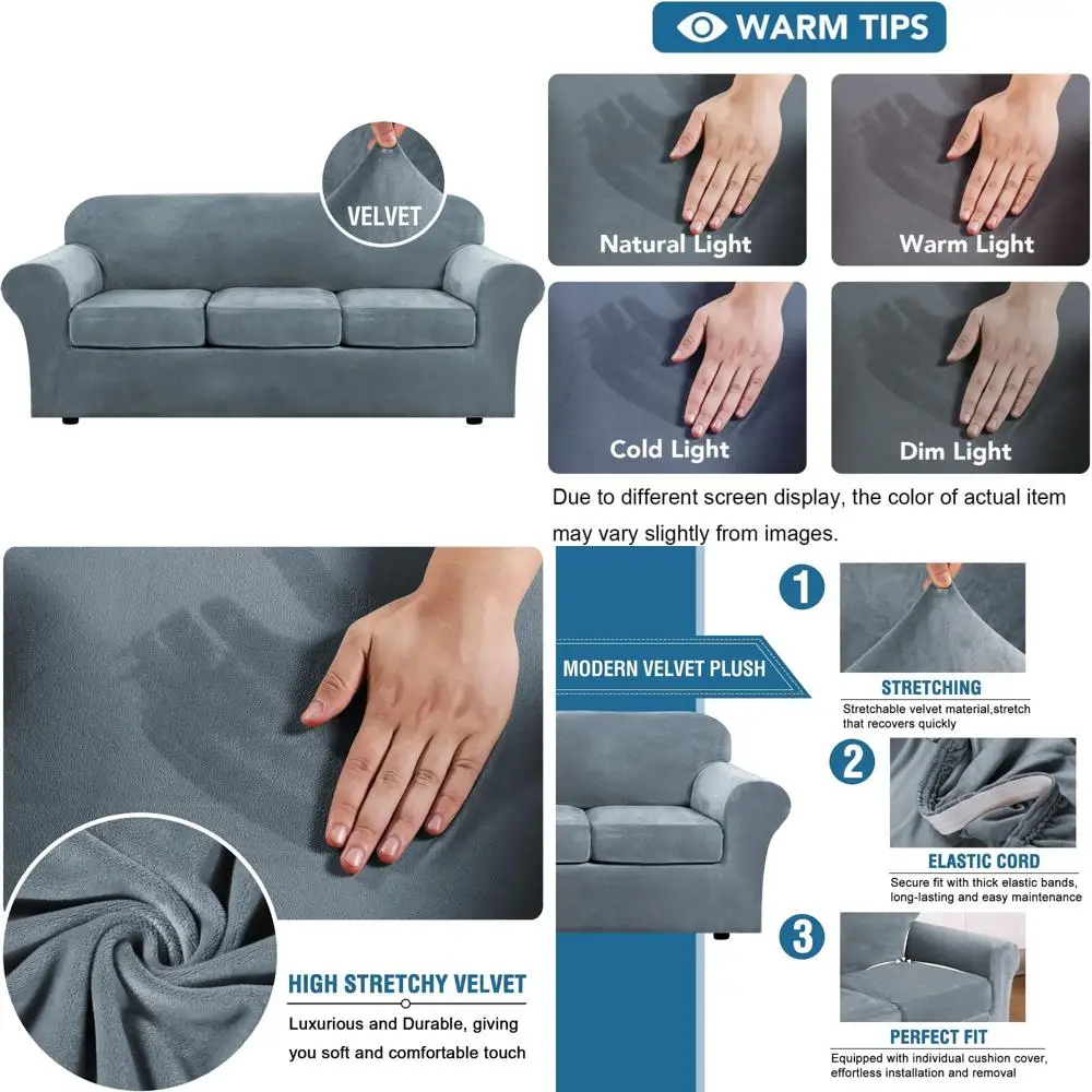 

Роскошный бархатный плюшевый чехол для дивана — эластичный чехол для дивана, защита для мебели с толстым бархатом для комфорта и стиля