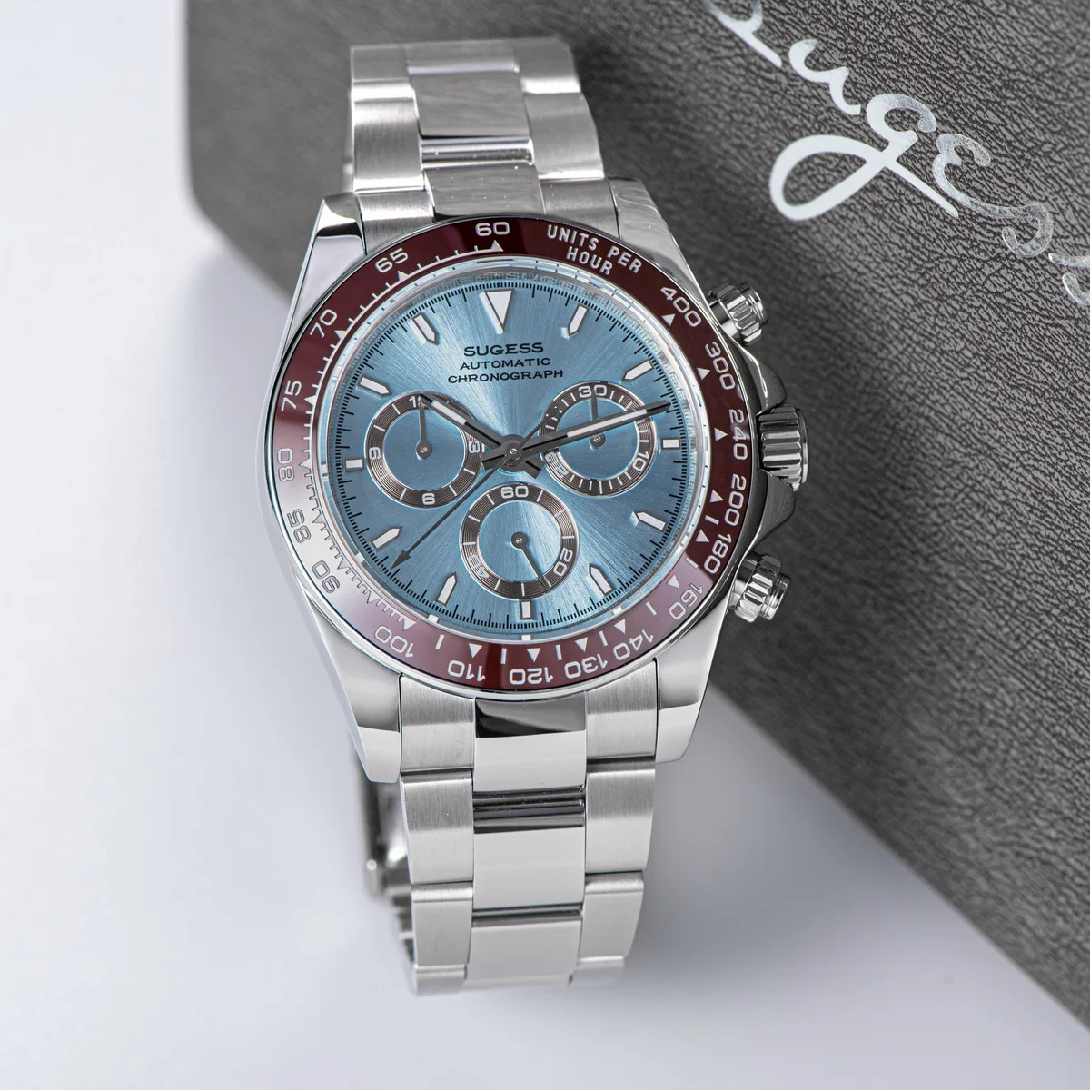 Sugess Panda Chronograph Uhrwerk Automatische mechanische Chronograph Armbanduhr Wasserdicht Tauchen Herrenuhren Keramiklünette Tona – Detail 25