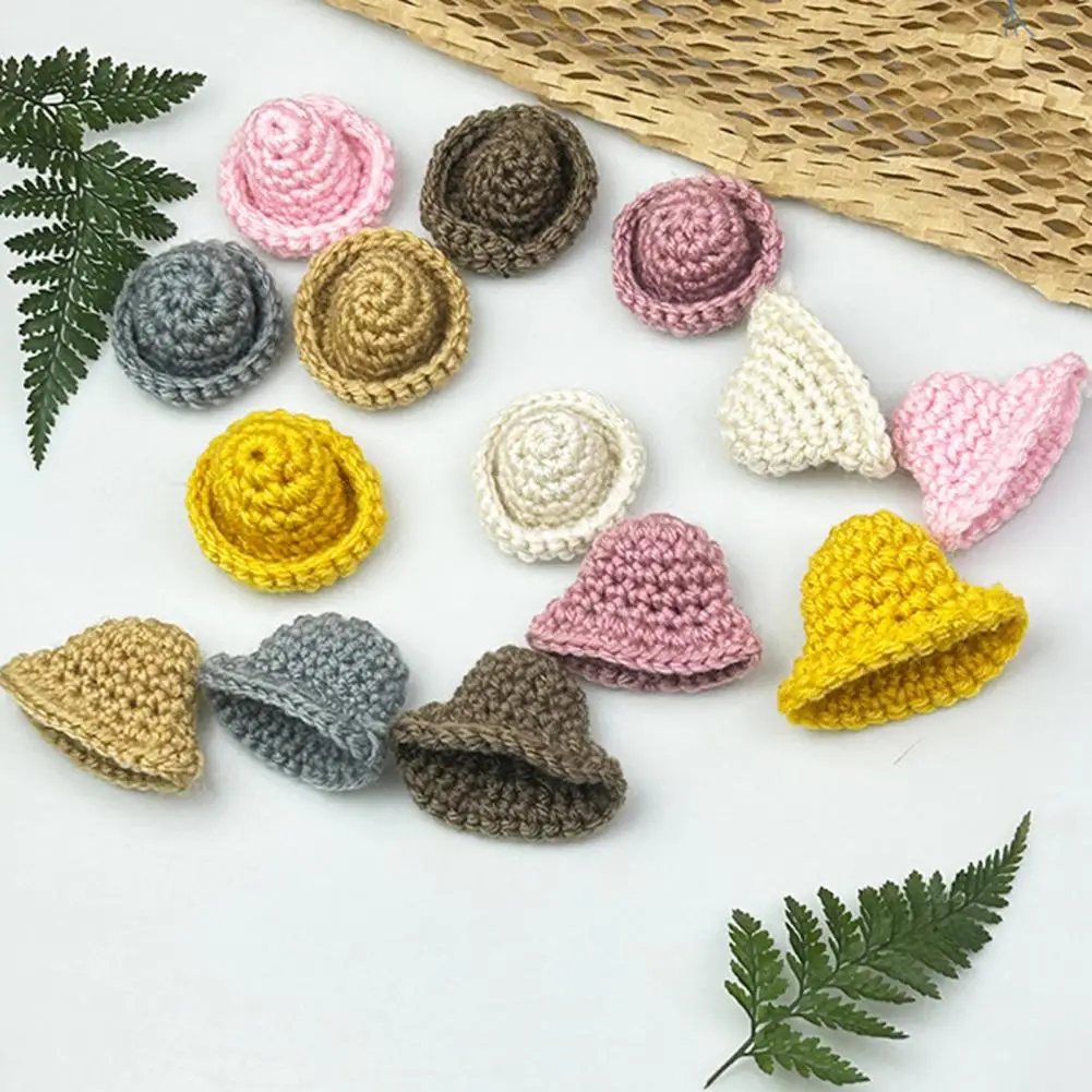 زينة قبعة عيد الميلاد الصغيرة محبوك عطلة قبعة الحلي يدويا قبعات محبوكة مصغرة لمشاريع DIY #5