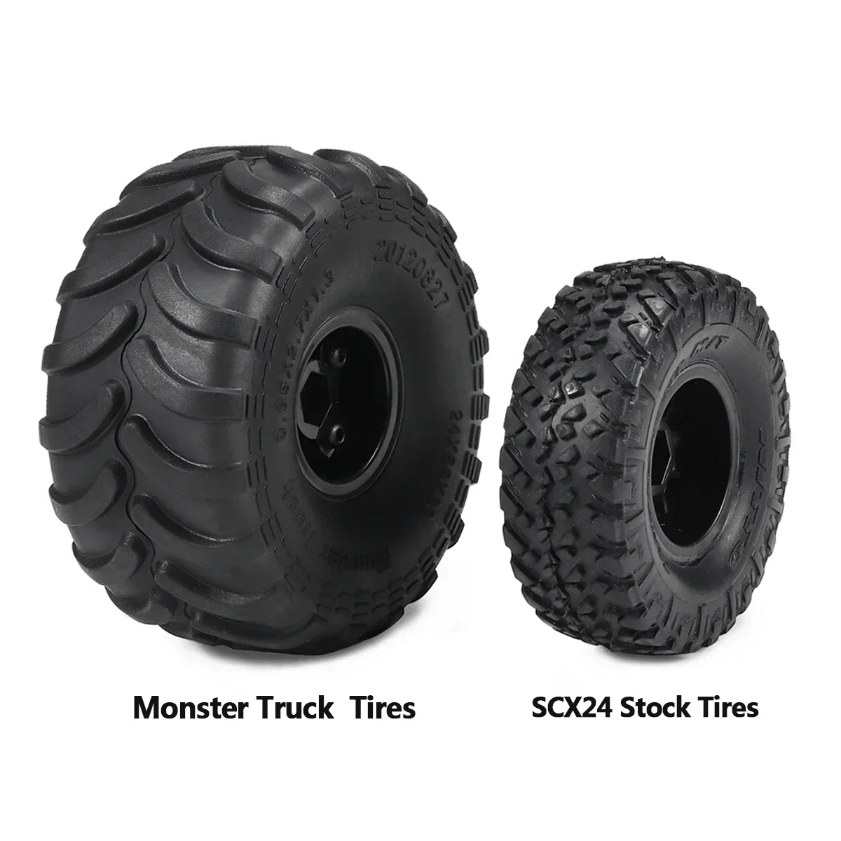 4 szt. Opon Monster Truck z felgami 1:24 do samochodów RC Axial SCX24 FMS FCX24 K5 Blazer AX24, części zamienne