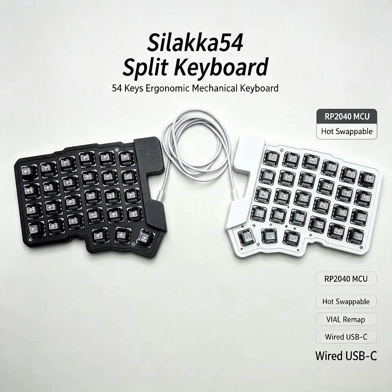 Desk Setup Programmer - Silakka54 Wired Split Ergonomic Mechanical Keyboard