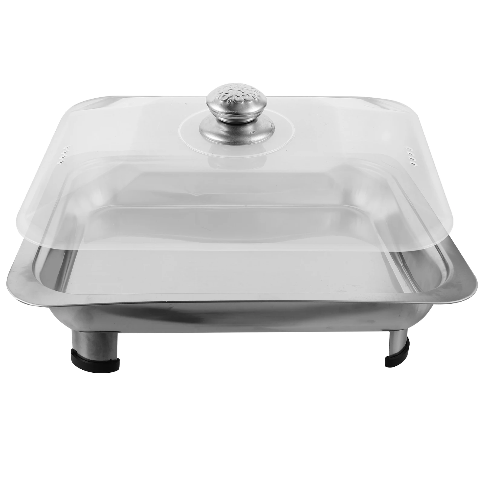 

Stainless Steel Dinner Plate Buffet Tray Canteen Tray Combined Cover Food Plate For Buffet AntiSlip Legs Design Practical