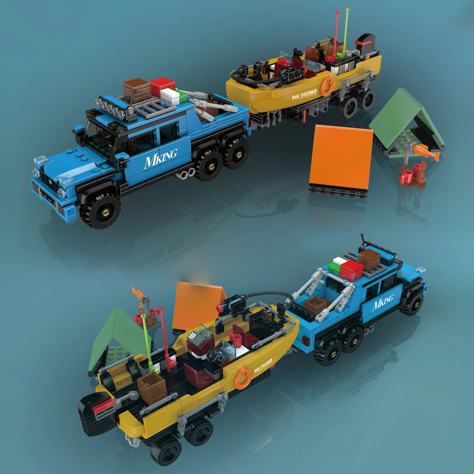 Molde rei 24080 barco de pesca reboque bloco de construção captador modelo ornamentos montagem brinquedo menino criativo presente do feriado