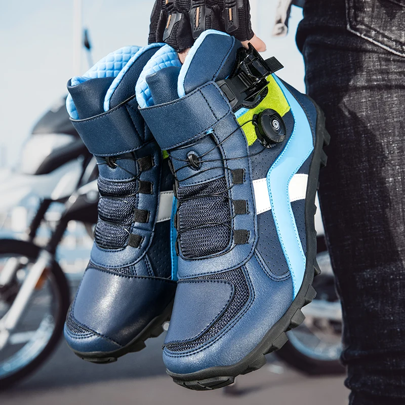 Herren Motorrads tiefel lässige Fahrrads chuhe Mikro faser Leder Motocross Reitstiefel Frühling Motorrads chuhe Reit schuhe