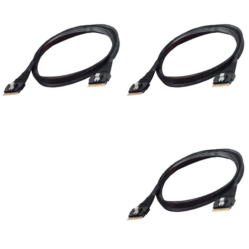 M52K-3Pcs 50Cm Professional Slim SFF 8654 8I Male To SFF-8654 SAS4.0 74Pin Cable