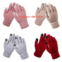 1Pair Thicken Knitted Gloves For Phone Screen Male Winter Autumn Warm Wool Cashmere Solid Gloves Men Mitten Business Gloves