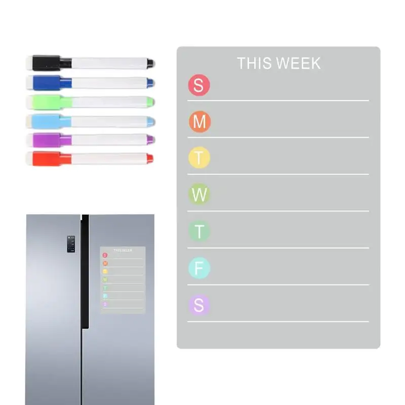 Magnet Dry Erase Board Reminders Memo Notepad Magnetic Absorption Weekly Plan Magnetic Refrigerator Sticker Note Board With