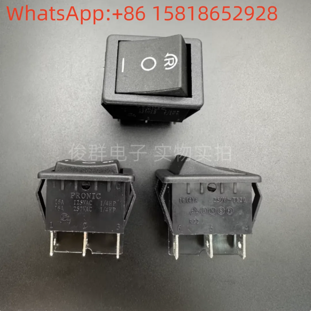 

2pcs Taiwan Pronic PRONIC R22 rocker boat-shaped power supply with one reset switch button, 6 pins, 3 positions, 16A
