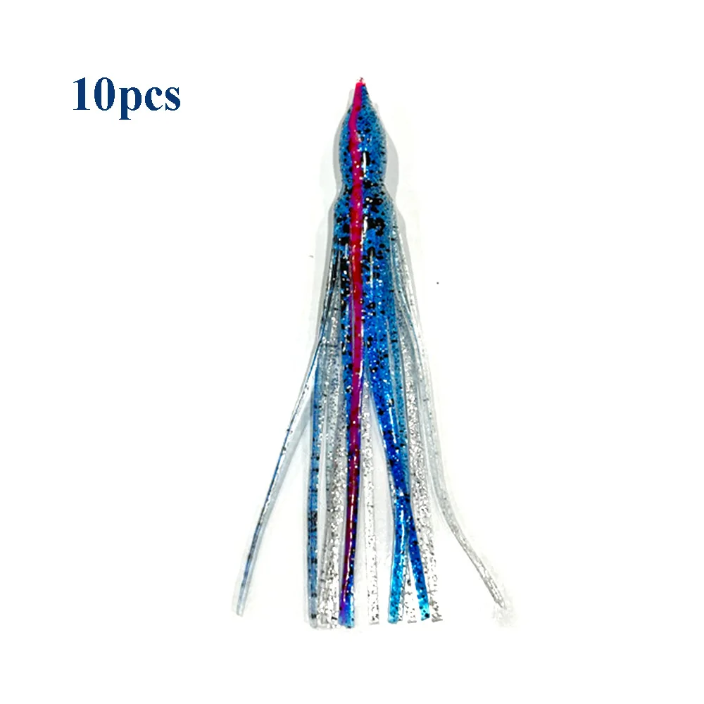 10 Stück 15 cm weiche leuchtende Oktopus-Röcke, Köder aus Silikon für Thunfisch, Mahi, Trolling, Hoochie, leuchtende Tintenfisch-Röcke, Jigging, Meeresfischköder – Detail 15
