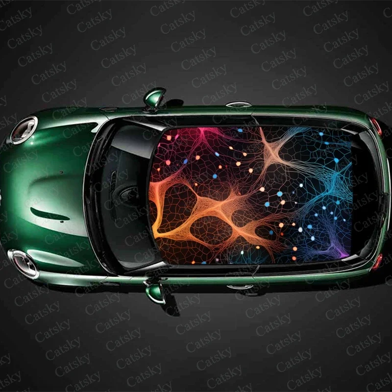 Abstract 3D Neural Pattern Car Roof Sticker Wrap Racing SUV Accessories Packaging Painted PVC Custom Car Graphic Decal