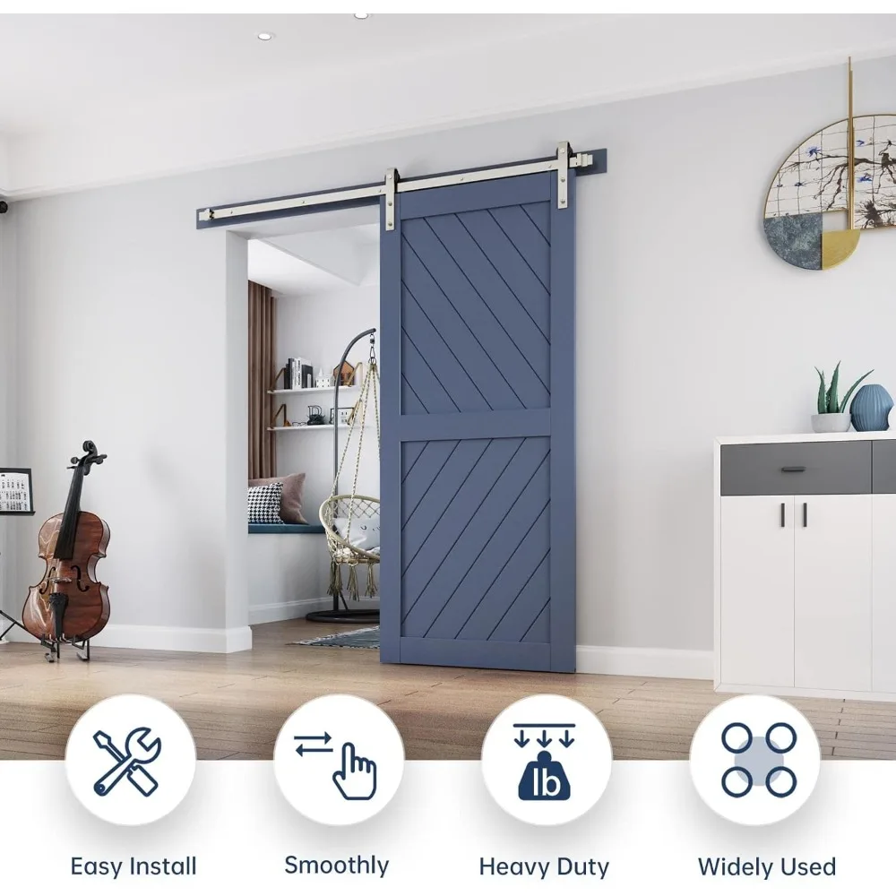 

6 FT Brushed Nickel Sliding Barn Door Hardware Track Kit,Basic J Pulley,Heavy Duty (6FT Track Kit for 30"~36" Wide Single Door)