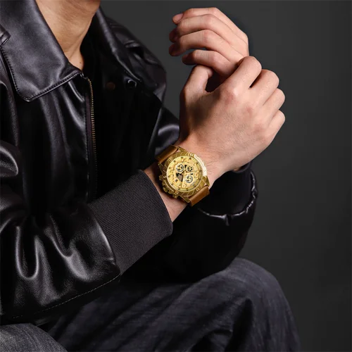 Imagen 2 del producto NAVIFORCE relojes de negocios para hombres correa de cuero de lujo cronógrafo luminoso reloj de pulsera de cuarzo resistente al agua reloj Masculino 2024