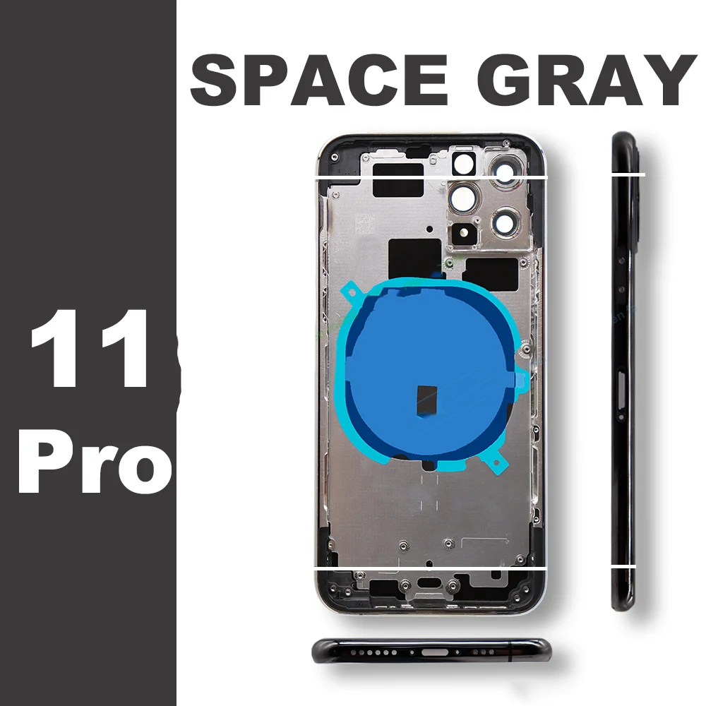 Battery Back Housing For iPhone 11 11PRO 11PROMAX Back Cover + Mid Chassis Frame + SIM Tray+Side Key 11 Pro Max Middle Frame