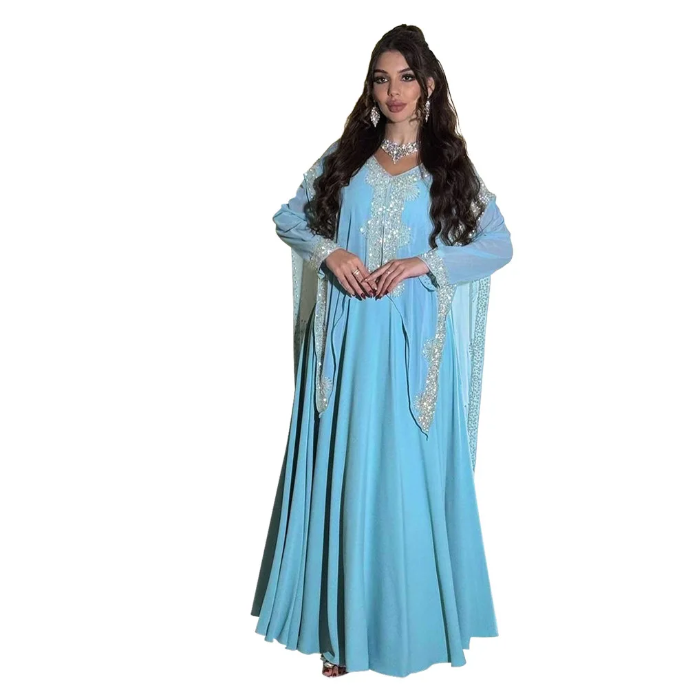 

Luxury Arab Muslim Women Diamonds Abaya Maxi Dress Turkey Dubai Bride Evening Wedding Party Jalabiya Caftan Moroccan Gown Kaftan
