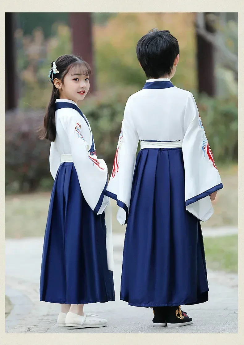 Halloween Baby Girl Hanfu Cosplay Outfit Stage Boy Tops Skirt Suit Kids Clothes Children Costume Chinese Traditional Dress Set