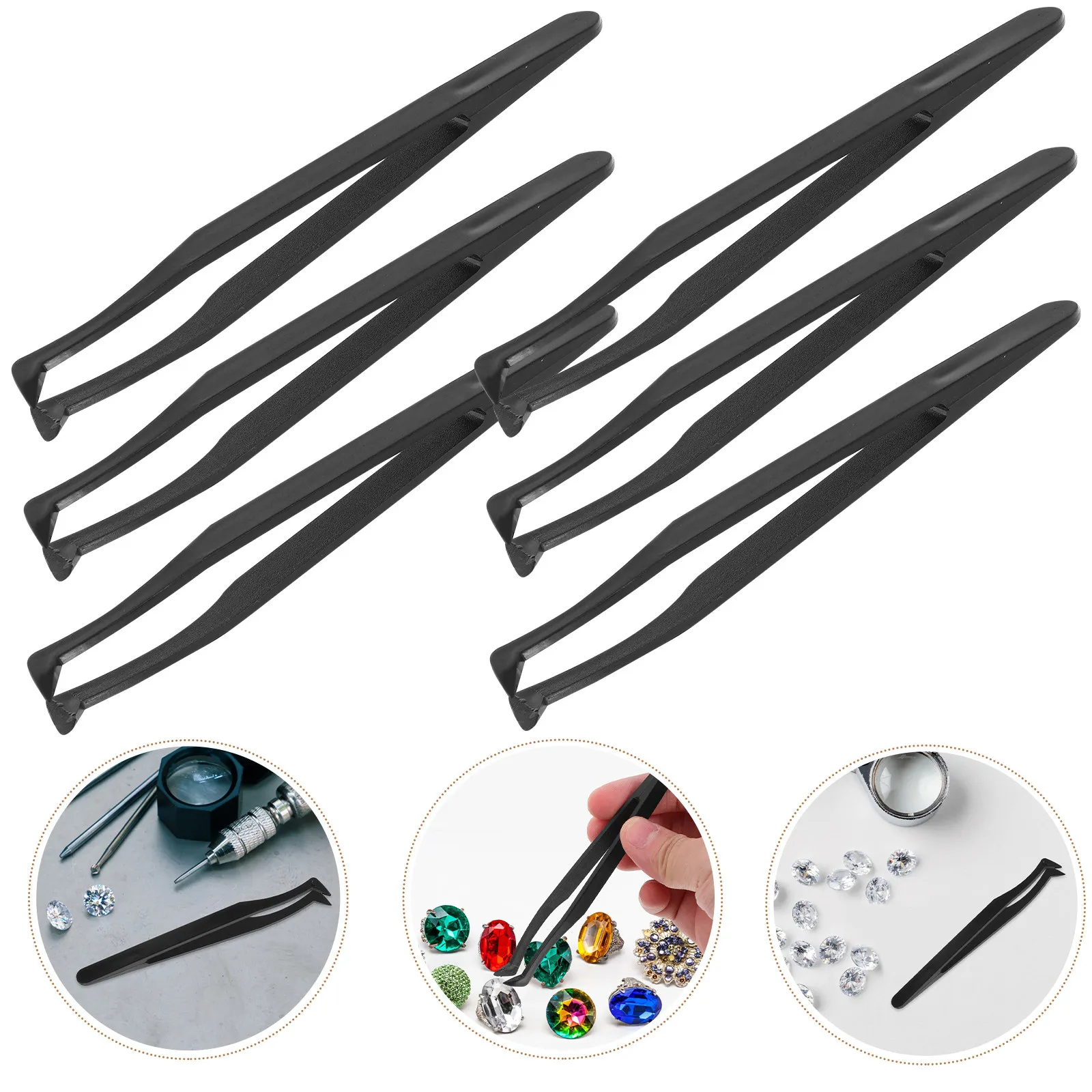 

Набор из 10 пластиковых пинцетов с наклонной головкой, эргономичный дизайн, точные инструменты для рукоделия, изготовления ювелирных изделий, электроники, маленькие пинцеты