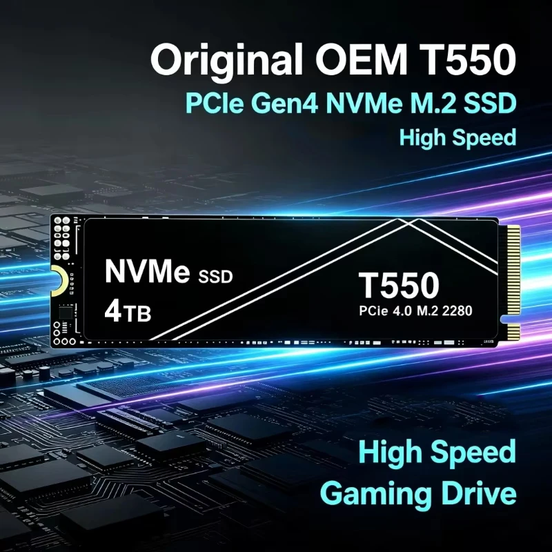 New T550 1TB 2TB PCIe Gen4 NVMe M.2 SSD High-speed Nvme M.2 SSD Heatsink Internal Solid State Drive, OEM Pac（OEM PACKAGE)