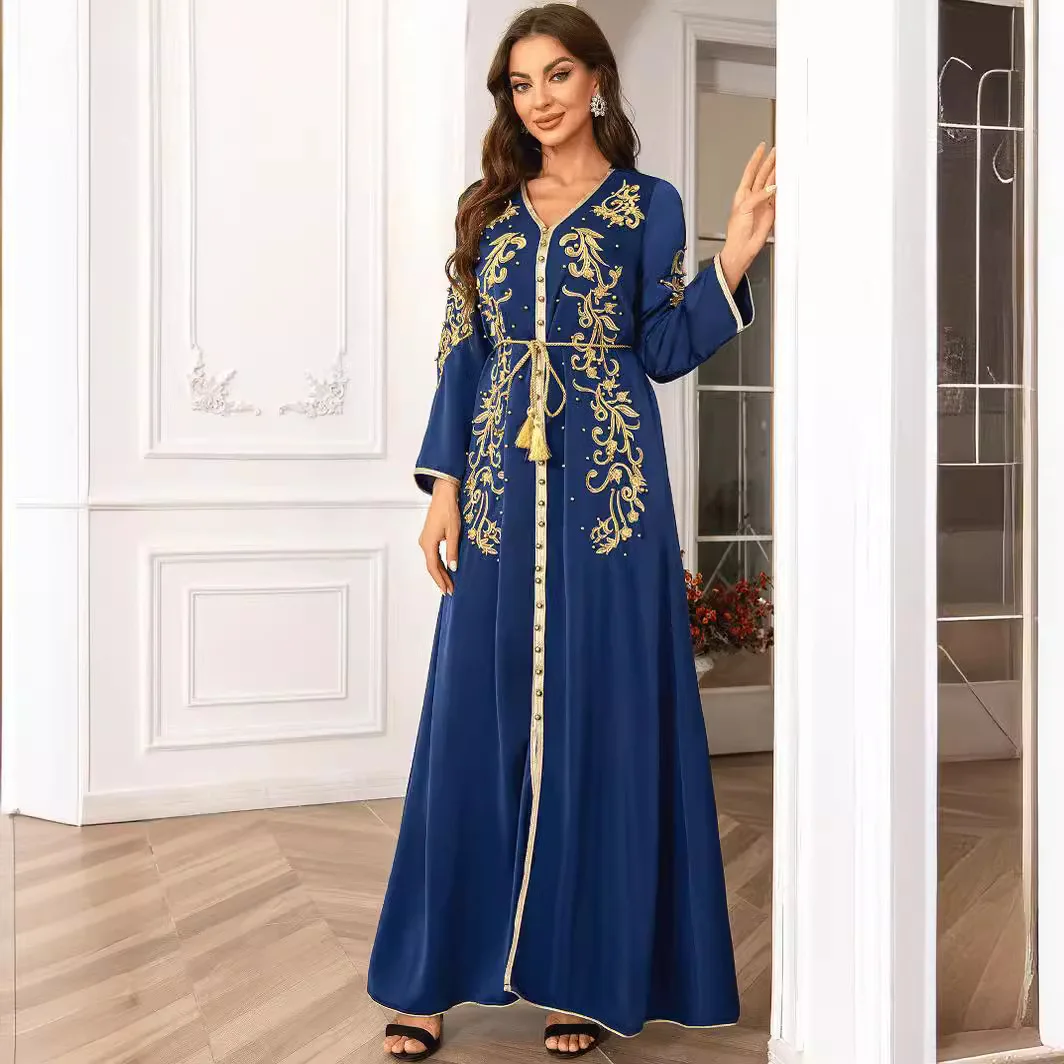 Morocco Dress Women Embroidery Muslim Abaya Fashion Dubai Abayas Ramadan  Elegant Party Dresses Vestidos